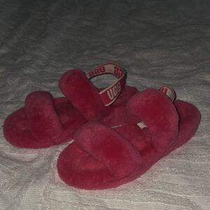 UGG Pink Fluffy Sandals
